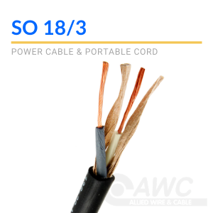 Power cable 18-3 MIL-C-3432E 10' 3 conductor 18 gauge flexible rubber cover. 