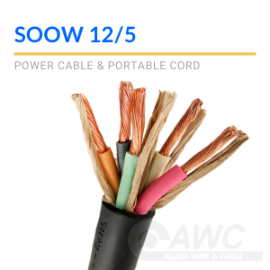 500' 12/5 SOOW Portable Power Cable Flexible CPE Jacket Black 600V 
