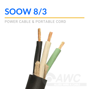 8//3 SOOW SO 600V Portable Power Cord 25/'